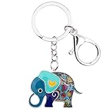 Metallart: Zink-Legierung SILYSKNB Emaille-Legierung Cartoon Jungle Elephant Schlüsselanhänger Schlüsselanhänger Schlüsselbund Geschenk für Damen Bag Charm Auto Anhänger Frauen Schmuck blau