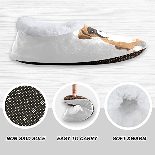 Boxer Terrier Puppy Home Slippers Dog Spa Travel House Slipper Soft Memory Foam Slipper Non Slip for Women Men Hotel Bedroom Shoes Slippers M4