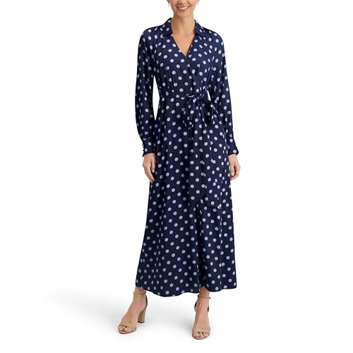 Anne Klein Long Sleeve, Floral Print, Belted Midi Dress