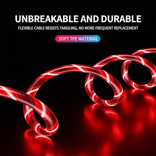 Image of 3-in-1 LED Red Flowing Light Fast Charging Cable 39-inch, Soft PVC USB Cable with Super Fast Charging, High-Speed Data Sync & Energy-Saving Light Effect, Compatible with Nearly All Devices.