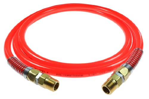 Coilhose Pneumatics PFD108 Flexeel Hi-Viz Durawhip Polyurethane Whip Hose, 1/2 ID x 10-Feet, with 1/2 MPT Swivel Fittings