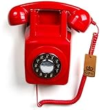 Retro-Wandtelefon GPO 746WALL Retro Festznetztelefon mit Drucktasten zur Wandmontage mit authentischer Klingelton, Rot