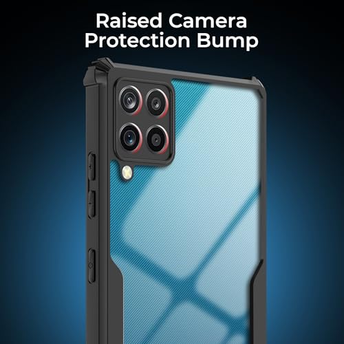 Image of A rtistque Clear Hard Transparent Acrylic Armor Back Cover Case for Samsung Galaxy F12 / M12 / A12 | Shockproof TPU Edge Protection | Slim Protective Design | Samsung Galaxy F12 Back Cover - Black
