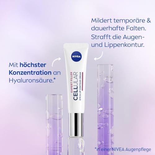 NIVEA Cellular Expert Filler Augen & Lippen Konturpflege, straffende Anti-Falten Augencreme mit Hyaluron- & Folsäure… – Ansicht 2