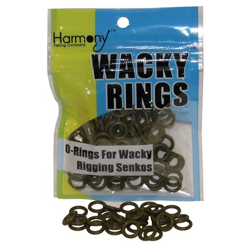 Wacky Rings (100pk) O-Rings for Wacky Rigging Senkos/Worms/Soft Stickbaits Bait Saver Orings for Senko Worm Save Your Baits from Tearing While Wacky Neko Rigging (4-5 Green Pumpkin)