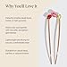 Kitsch French Hair Pin for Women – Gold Hair Accessories with Gemstone Accents, Lightweight Metal Hair Stick for Effortless Updos, Twists & Buns | Ideal Gifts for Women