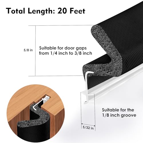 Kerf Weather Stripping Door Seal - Large Gap, Exterior Door Weather Seal Strip - 20Feet, Black by OTIIALOT - Image 5