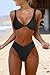 geluboao Women's Two Piece Black Swimsuits Sexy V Neck Kont Front Cheeky High Cut High Waisted Thong Bikini Set XL