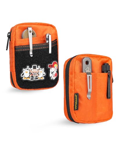 VIPERADE VE31 EDC Pouch Mini EDC Tasche, EDC Pocket Organizer Kleine Tasche Organize, Mini Admin Pouch mit Klettverschluss für Camping, Buschhandwerk/Reisen/Wandern - Orange