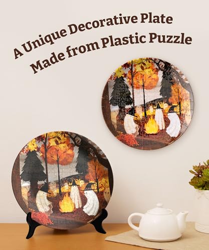 Image of PieceRelax 3D Puzzle Plate 124 Pieces - Katherine Blower - Autumn Bonfire - Jigsaw Puzzle for Adults, Decorative Plate with Durable Plastic Pieces, Ideal Gift for Home or Office Decor [PL1022]