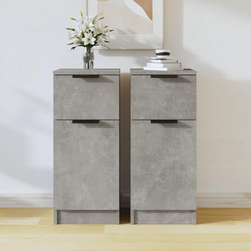 CCCINER Aparador 2 uds Madera contrachapada Gris hormigón 30x30x70 cm,Cómoda Práctica y Minimalista para Dormitorios o Habitaciones Armarios y Almacenamiento, Aparadores