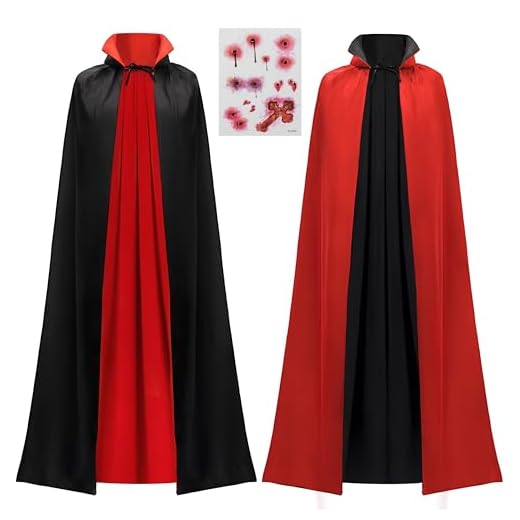 JOYIN Child Unisex Halloween Vampire Costume Set with Reversible Cape Cloak and Tattoo Scar for Halloween Dress Up Parties, Cosplay Costume, Dracula Theme Party and Transylvania Costume