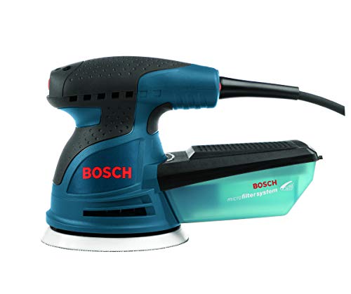 Bosch Ros20Vsk Palm Sander 2.5 Amp 5 In. Corded Variable Speed Random Orbital Sander/Polisher Kit With Dust Collector And Hard Carrying Case, Blue #TOP2
