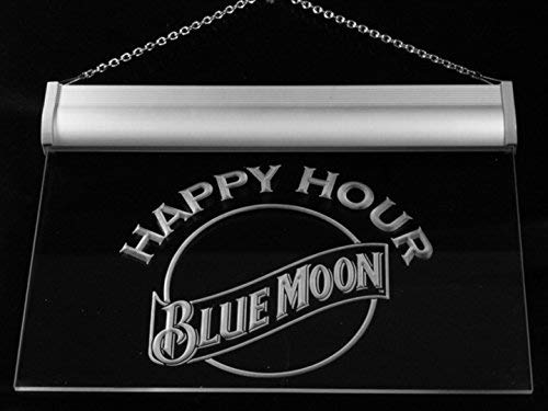Blue Moon Beer Happy Hour Bar LED Neon Light Sign Man Cave 628-B