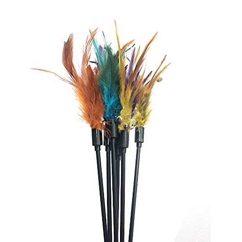 Iuhkbh Cat Wand Toys, 6 Pcs Interactive Cat Teaser Wand Cat Feather Toys With Loud Bell For Cat And Kitten #TOP3