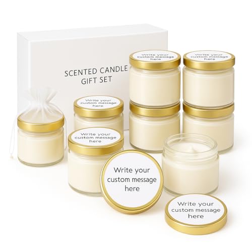 Candele personalizzate per bomboniere, 10 × 45 ml, mini candele in vetro di cera di soia con coperchi dorati, etichette personalizzate, piccoli regali per gli ospiti, bomboniere per addio al nubilato