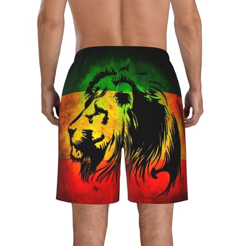 Jamaican Flag Rasta Reggae Judah Lion Men's Quick Dry Swim Trunks Beach Board Shorts Swimming Swimwear3