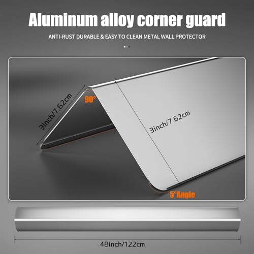 Image of 3x3x48 Inch 304 Stainless Steel Wall Corner Guards (10-Pack) Heavy Duty Rounded Corner Protector, Smooth Folded Edge Design for Wall Protection Stainless Steel Slab
