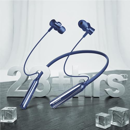 Image of Bluetooth Neckband Earphones, V5.3, 28+ Hours Playtime, C-Type Fast Charging, HD Sound, in Ear (Blue)