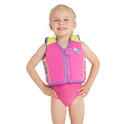 Zoggs Kids Swimsure Jacket Bright Pink/Yellow, 4-5 Years/18-25 kg, Bright Pink / Yellow - Image 3