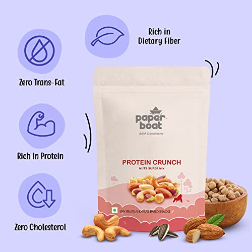 Image of Paper Boat Protein Crunch, Premium Nuts SuperMix, Healthy Trail Mix Dry Fruits | Almonds I Cashews I Pistachio I Chickpeas | Dryfruit Pouch (200 gm)