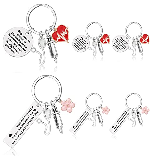 Sureio 6 Pcs Nurse Keychain Gifts for Women - Thank You, Christmas, Nursing Week, Graduation, and Practitioner Keychains