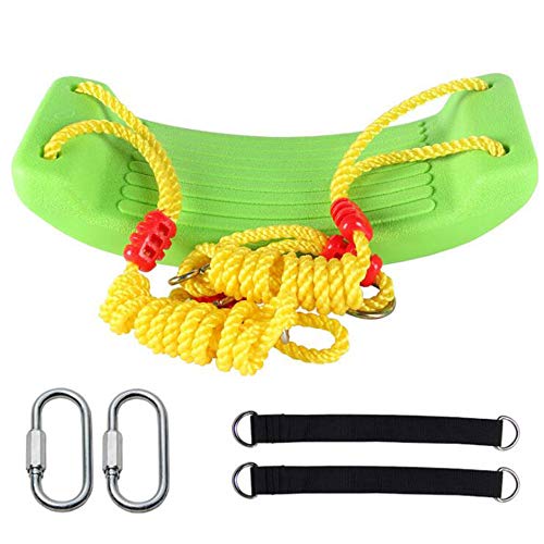 SAKEY Children's Swing seat Children's Swing Outdoor Room can be Used Bold Color Rope Curved Plate Large-Swing Suit Accessories (Green)