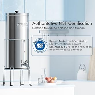 Purewell 6-Stage Alkaline Water Filter System, 0.01μm Ultra-Filtration Countertop System with 4 Filters, Metal Water Level Spigot and Stand, pH 8-9, 2.25G, PW-OB-PH