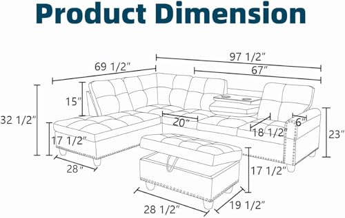 Topcomfy L-Shaped Leather Sofa