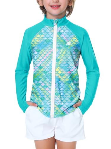 Image of AOBUTE Unisex Kids Zipper Rash Guard Boys UPF 50+ UV Protection Sun Shirt with Thumb Hole 3-12 Years
