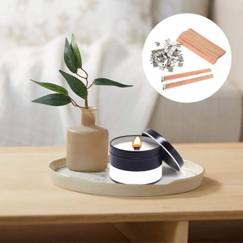 Mechas de madera para velas, 50 unidades con clips metálicos miniatura 4