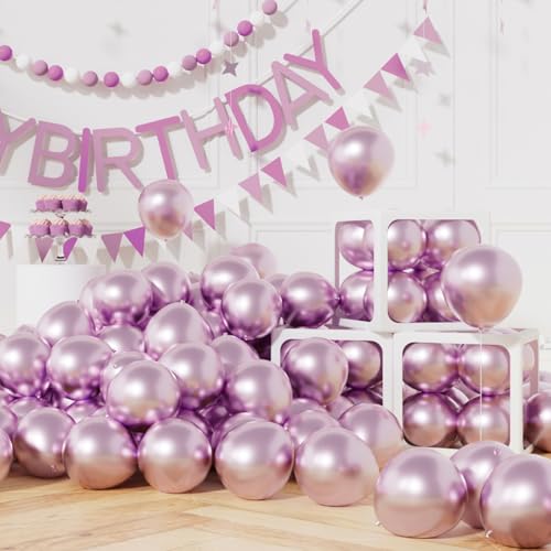 AULE 50Pcs Metallic 5 Inch Small Light Purple Lavender Latex Balloons