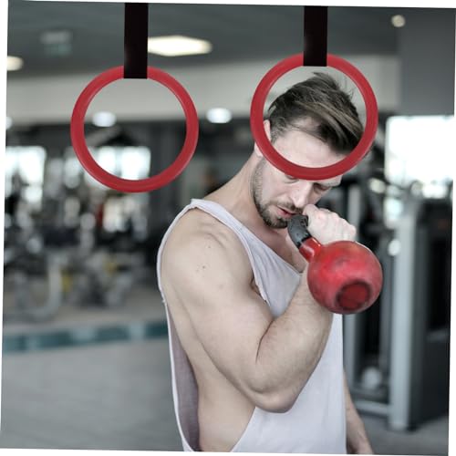 Anillas para gimnasia rojas con correas para ejercicio en casa miniatura 6