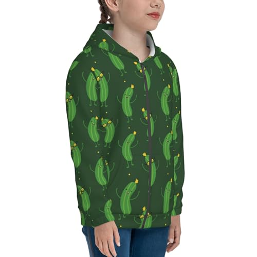 Cute and Funny Cucumber Kids Pullover Hoodies Boys Zip Up Sweatshirts Girls Athletic Clothes with Pocket4