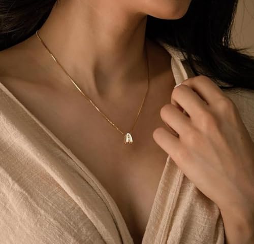 Image of Personalized Bubble Letter Initial Necklace, 14K Gold Plated, Dainty Pendant for Women, Trendy Gold Jewelry