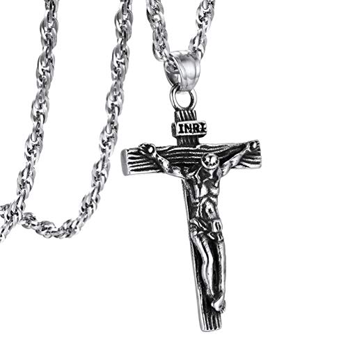PROSTEEL Cross Necklace for Men Women, 316L Stainless Steel Dog Tag Cross/Dog Tags Military, Jesus Crucifix, Snake Cross, Black/Gold/Silver/Rose Gold/Blue Tone Cross Pendant, Come with Box 2