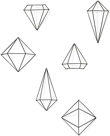 Umbra 470520-040 Prisma Geometric Sculptures, Decorate Your Wall with Modern Metallic Wire Shapes, Table top, Ceiling Décor, Set of 6, Black