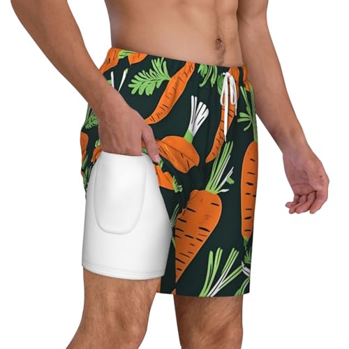 Happy Carrot Seamless Patternshort Swim Trunks with Waist Rope and Two Side Pockets Beach Shorts Bathing Suits for Men3