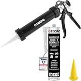 TECPO Klebe- und Dichtmasse, 370g schwarz Karosseriekleber mit Aluminium Kartuschenpresse