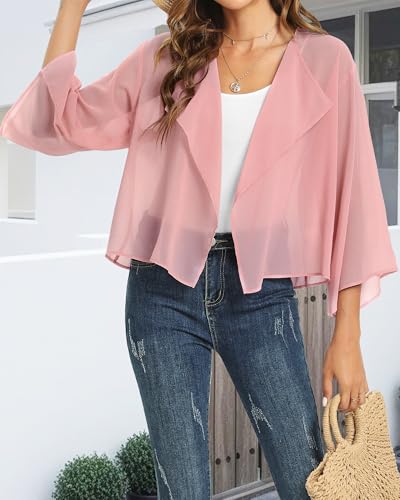 Image of Womens Summer Tops Short Shrugs Kimono Cardigans Casual Chiffon Bolero Jackets 2026