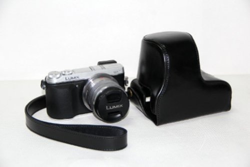 PDXD-share Protective Camera Leather Case Bag Cover for Panasonic Lumix DMC-GX7 GX7 14-42mm Lens (Black)