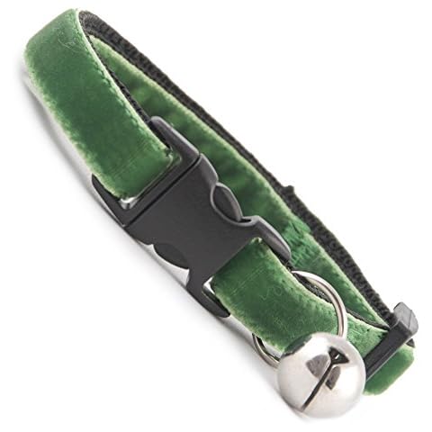 Kitten Collars for Kittens and Small Cats Safety Buckle Angelica Green Velvet Cover