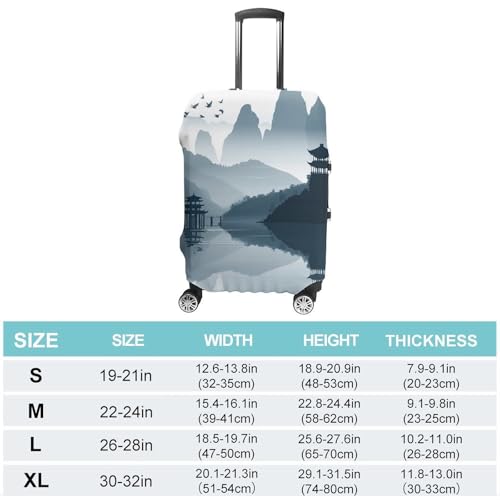 Chinese Style Landscape Luggage Cover, Washable Elastic Suitcase Cover Protector Fit 18-32 Inch Luggage2