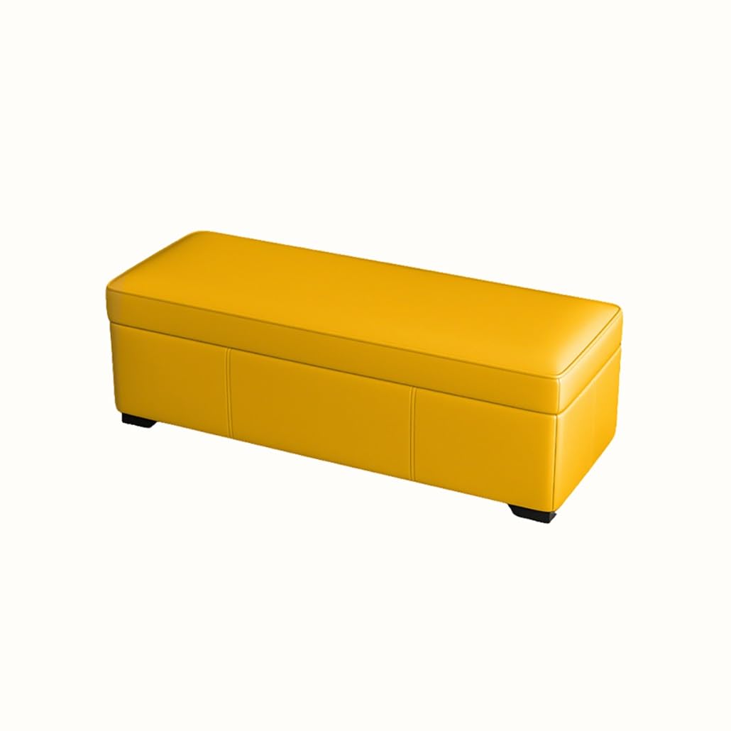 SXZenSpace Storage Benches End Of Bed Bench Large Upholstered Ottoman Leather Window With Shoe Cabinet For Bedroom Entryway Closet(Yellow,60x40x40cm)