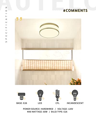 Autelo Gold Ceiling Light, Frosted Glass Flush Mount Ceiling Light Fixture In Gold Metal Finish, 12-Inch Modern Hallway Light Fixtures Ceiling C3862 Gd E26 #TOP3