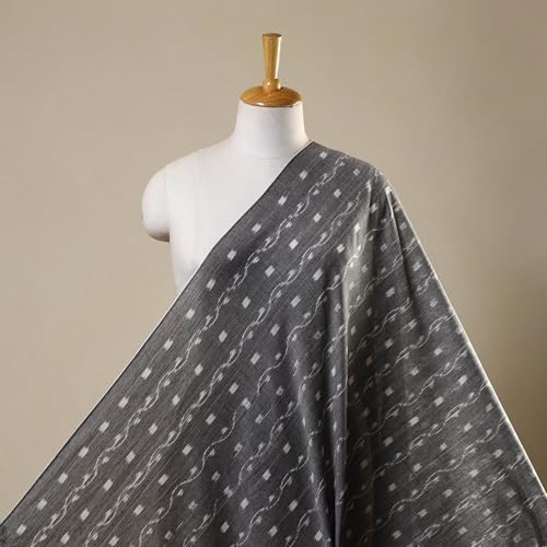 Image of Premium Sambalpuri Ikat Weave Pure Handloom Cotton Shirt Fabric Authentic Odisha Traditional Tie-Dye Craft, Soft Breathable Natural Cotton Material for Custom Tailoring, Casual & Formal Wear