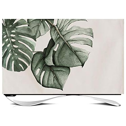 27-65-Zoll-TV-Abdeckung Staubschutzhülle, TV-Displayschutzfolie Im Europäischen Stil Staubdicht Für LCD-LED-Fernseher TV-Staubschutzhülle Mit Gebogener Form Stoff Stoffd(Color:Monstera 2,Size: 65inch) Cover