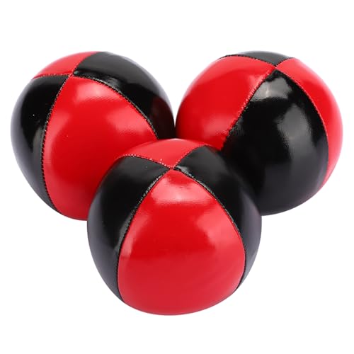 Jonlaki Malabares, Malabarismo de PU, Juego de Malabarismo, de Cuero, Portátil, Pelotas de para Niños, Pr 3 Pelotas de Portátiles de Gama Alta de Cuero de PU Rojo para Principiantes y Profesionales