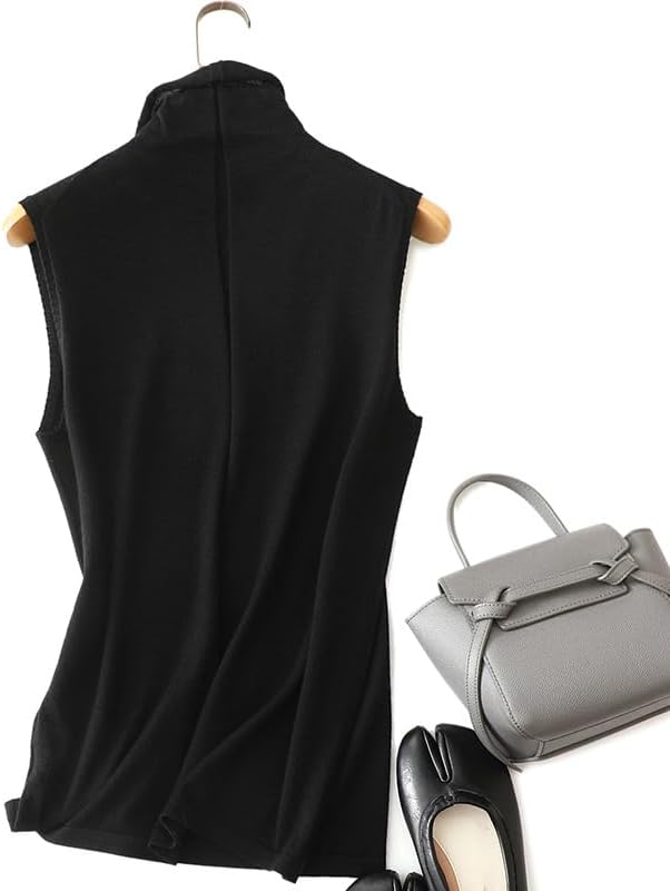 [SHOLIND] ハイネック ニット ベスト レディース タートルネック トップス ノースリーブ カシミア セーター 無地 アウタ