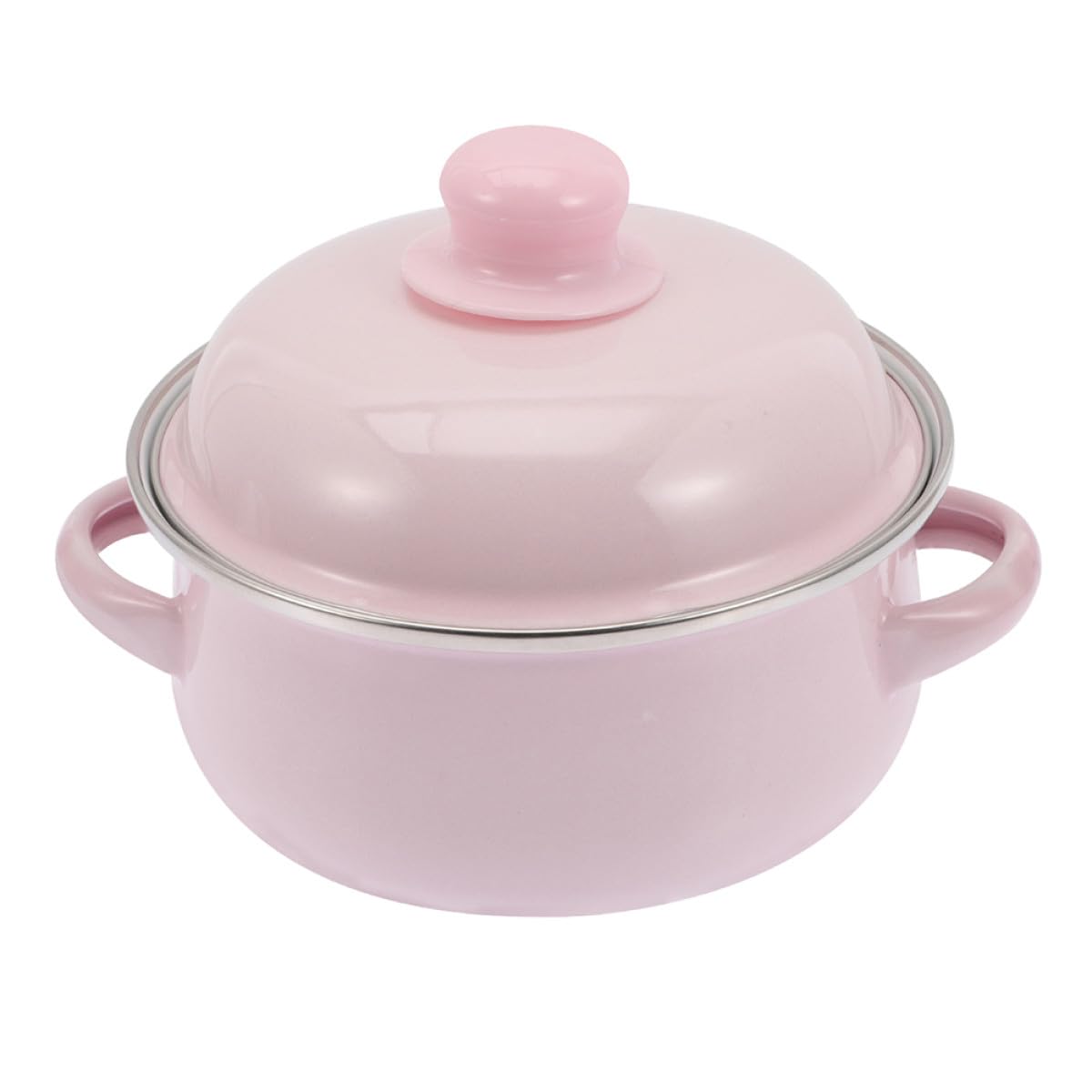 Casserole en émail rétro Healeved avec couvercle et double poignée